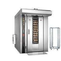 Four rotatif à gaz numérique 16 plateaux, machine de cuisson à convection commerciale en acier inoxydable pour baguette, maïs, pizza, grille-pain
