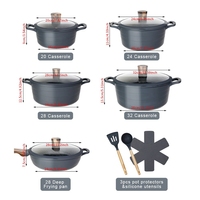 Ensemble de 15 ustensiles de cuisine en aluminium lourd avec revêtement céramique antiadhésif, comprenant un faitout, une marmite à soupe et des casseroles