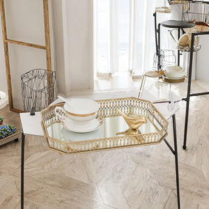 Luxury Gold Metal Modern <b>Desk</b> <b>Ornaments</b> Rectangle Food Tea Serving Tray for Congratulation Occasions - Product Image 3