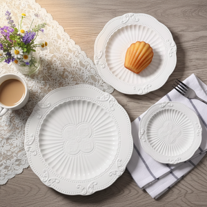 Assiette plate blanche unie Ge Luo Cocoa, série Cour Européenne, style simplicité moderne, <span class=keywords><strong>pour</strong></span> gâteaux et steaks, compatible micro-ondes - Product Image 2