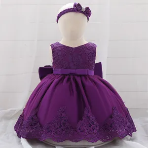 Çin yeni varış kız bebek giysileri süslü elbise yaz prenses elbise ile ücretsiz kafa L1911XZ