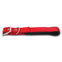 Collier pour chien en nylon rembourré à double couche 25 mm-30 mm Doublure synthétique douce Matériel chromé Oeillets métalliques 6 tailles Collier pour animaux de compagnie