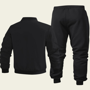 جاكيت طيار مخصص من قطعتين للرجال بطباعة متقاطعة وبنطال خصر برباط كاجوال خارجي بدلة خريفية أطقم ملابس خارجية للرجال - Product Image 2