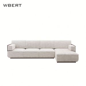 Sofá tapizado en forma de L de cuero elástico creativo italiano WBERT para apartamento, Villa, sala de estar, sofá de tela - Product Image 2