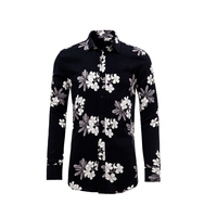 Mode Herren New Slim Fit bedruckte Hemden Dinner Party Langarm gewebte Blumen hemden für Männer
