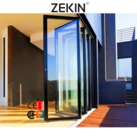Portes à deux volets Certification NFRC AS2047 Store à rouleau électrique Grand balcon à impact d'ouragan Porte pliante coulissante insonorisée