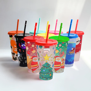 Nuevo Vaso Cambiador de Color 2025 con Tapa y Pajitas, Vasos de Café de PP para Fiestas de Navidad y Halloween, Vaso para Bebidas Frías - Product Image 3