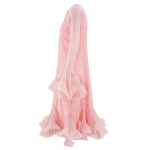 Nouvelle robe de soirée courte pour femme, mode, manches longues, taille haute, robe de bal de promo, luxe, col rond, rose, volants, vestidos féminins - Product Image 3