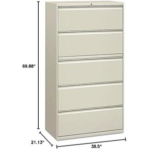 Alera Light Gray 5-Drawer Lateral File 36\" X 18.63\" X 67.63\" 1 Legal/Letter/A4/<b>A5</b>-Size File Metal Material - Product Image 1