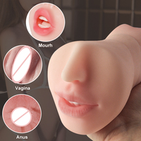 Machine de masturbation réaliste en silicone pour hommes, avec fonctions vaginale, anale et orale, incluant un masturbateur de poche type 'Aircraft Cup' et un jouet sexuel anal.