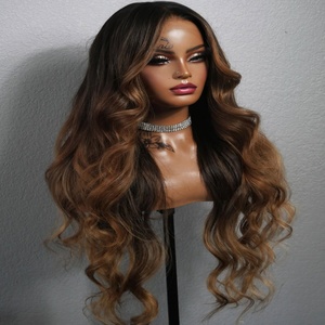 Ombre Highlight Body Wave perruque de cheveux humains 26 pouces HD Lace Front perruques sans colle pour les femmes Look naturel pleine densité tendance - Product Image 2