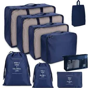 Saco de cosméticos dobrável popular, conjunto de bolsa de armazenamento de viagem, 9 peças