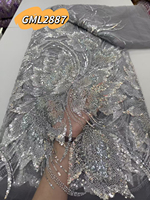 Nouveau tissu en dentelle à paillettes de style français de luxe, élégant tissu brodé pour robe de mariée ou de soirée, disponible sur Inmyshop