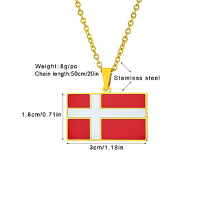 ผู้ผลิตขายส่งสร้อยคอจี้ธงชาติเดนมาร์กสแตนเลสชุบทอง 18K เคลือบเงา จี้รูปธงเดนมาร์ก ฟินแลนด์ - Product Image 3