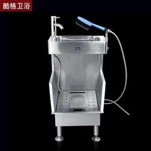 Kuge Stainless Steel <b>Shoe</b> Cleaning Station With Brush And <b>Tap</b> For Public And Industrial Use - Product Image 1