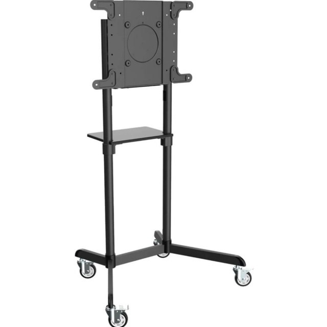 Modern Rolling Height Adjustable Portable Mobile TV Trolley Cart Pedestal Stand with Wheels Rotate 360 Degree