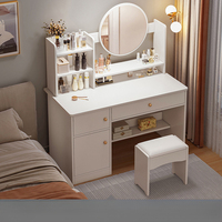 Coiffeuse de chambre moderne avec miroir éclairé, meuble de rangement pour maquillage écologique et durable pour maison de location