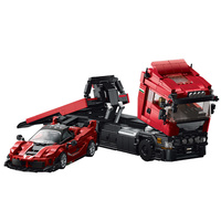 95002 Camión Scania con Remolque, Coche Deportivo Super Rafah FXXK, Juguete de Bloques de Construcción de Plástico de Alta Dificultad para Armar, Regalo para Niños