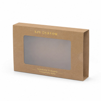 Boîte cadeau coulissante en papier kraft recyclé personnalisée XJY avec fenêtre en PVC givré et estampage à chaud