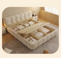 Lit de style moderne pour hôtel, King Size, double, en velours chaud capitonné, mobilier de chambre à coucher, ensemble de lit nuage blanc crème