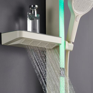 Juego de ducha Tiktok de latón con almacenamiento, sistema de ducha multifunción para baño, juego de ducha grande con efecto cascada y lluvia - Product Image 4