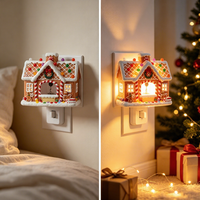 Lampe de chevet carrée en plastique en forme de maison de pain d'épices, à brancher, pour Noël, décoration de chambre, cadeau, vente en gros d'usine