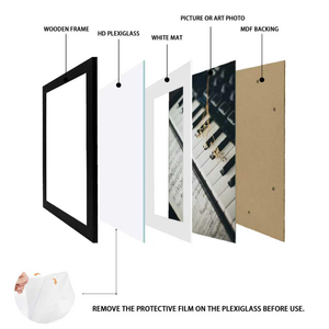 13x19 Solid Wood Eco-friendly UV Printed HD Tempered Glass Rectangular Vertical Wall Mounted Photo <b>Frame</b> Textured White - Product Image 2