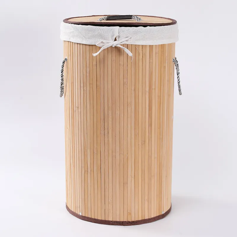 Cesto in bambù con coperchio cesto doppio cesto portabiancheria in bambù