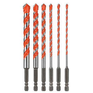 Evian Tools 1/4 Vástago Extra Longitud 6 pulgadas Azulejo de carburo de tungsteno Vidrio Cerámica Hormigón Impacto Juego de brocas de perforación - Product Image 1