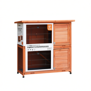 Conejera de Madera para Exteriores con Jaula de Paseo, Mueble para Mascotas, Bandeja Extraíble, Tamaño Mediano, para Todas las Estaciones - Product Image 1