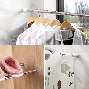 Telescopic Hanging Rod Support <b>Single</b> Hook Plastic Easy Installation <b>Wardrobe</b> Closet Organizer No Drilling Required - Product Image 2
