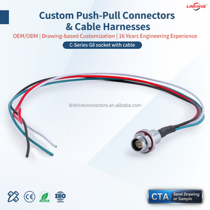 Kabel PVC Tahan Air untuk Perangkat Medis Pabrikan RTS, untuk Perakitan Konektor Bundar Tipe C-MEG Seri IP50, Kabel Soket Tunggal - Product Image 1