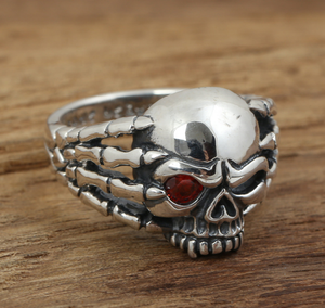 Anello <span class=keywords><strong>925</strong></span> <span class=keywords><strong>in</strong></span> <span class=keywords><strong>argento</strong></span> gotico a forma di mano per gli uomini stile Punk ciclope artiglio del diavolo teschio a mano cornice <span class=keywords><strong>in</strong></span> osso per feste - Product Image 2