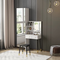 Meubles de chambre à coucher en vente chaude Portable miroir verre porte unique placard en bois armoire avec coiffeuse