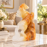 Figurine de cheval en agate jaune polie, sculpture en cristal, statue décorative en pierre pour la maison ou le bureau