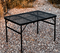 Table de camping pliante triple moderne Hangrui de taille moyenne avec plateau en maille de fer, légère et réglable en hauteur, idéale pour les hôtels et villas