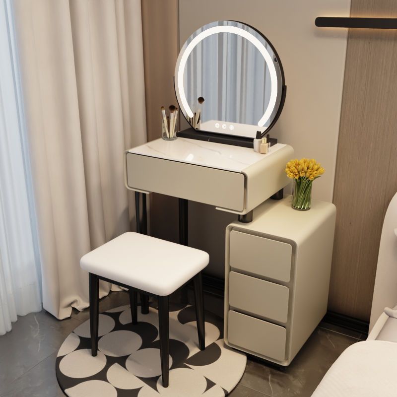 khaki gray 50cm table + mirror + square stool
