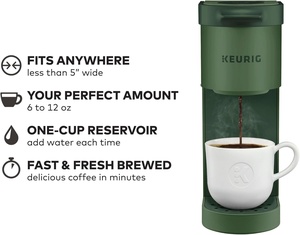 <span class=keywords><strong>Cafetera</strong></span> <span class=keywords><strong>Keurig</strong></span> K-<span class=keywords><strong>Mini</strong></span> de una sola porción para cápsulas K-Cup, tamaño de preparación de 6 a 12 onzas, eficiente en consumo de energía, ideal para espacios pequeños, color verde olivo. - Product Image 3