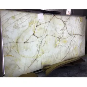 半透明人造雪花石膏板材背光玛瑙面板人造大理石树脂台面墙面覆层