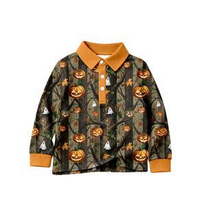 BT1825 Haut personnalisé à imprimé citrouille pour bébé garçon, pull à manches longues pour enfants, vêtement d'Halloween - Product Image 1