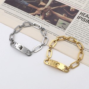 Geometric Lock Cuff Bracelet Zinc Alloy Unisex Gift Jewelry 10cm <b>Extended</b> <b>Chain</b> - Product Image 1