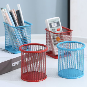 Porte-stylo rond en maille, en fer, rangement de bureau pour étudiants et bureaux - Product Image 2
