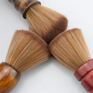 Brosse professionnelle pour barbier, à poils en fibres, manche en bois, pour nettoyer les cheveux coupés et les poils du cou - Product Image 2