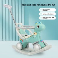 Cheval à bascule en plastique, jouet à chevaucher, double usage, deux-en-un, unisexe pour enfants, cadeau d'anniversaire pour enfant d'un an