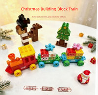 Ensemble de train de Noël pour enfants - Kit de construction de grands blocs éducatifs scientifiques à faire soi-même