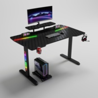 Bureau de jeu RGB 140 cm pour commande en gros avec support d'écran, porte-gobelet et crochet pour casque