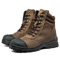Bottes de travail pour hommes en cuir Crazy Horse marron d'Australie avec fermeture éclair latérale, embout en acier de sécurité et protection anti-perforation