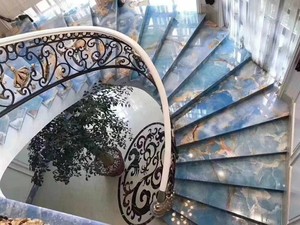 Luxury High-Grade Blue Onyx Marble Translucent Natural Stone for Outdoor Exterior <b>Bathroom</b> Living Room Dining Table Top Vanity - Product Image 5