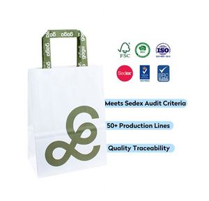 Business Small Customizable Food Handles Carrier Bags White Carry Paper Shopping Eco Printed Packing China Kraft Paper Accept - Product Image 1