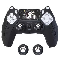 Ensemble de skins pour manette PS5, housse de protection en silicone souple pour manette sans fil PS5 avec 2 capuchons de joystick et 2 autocollants